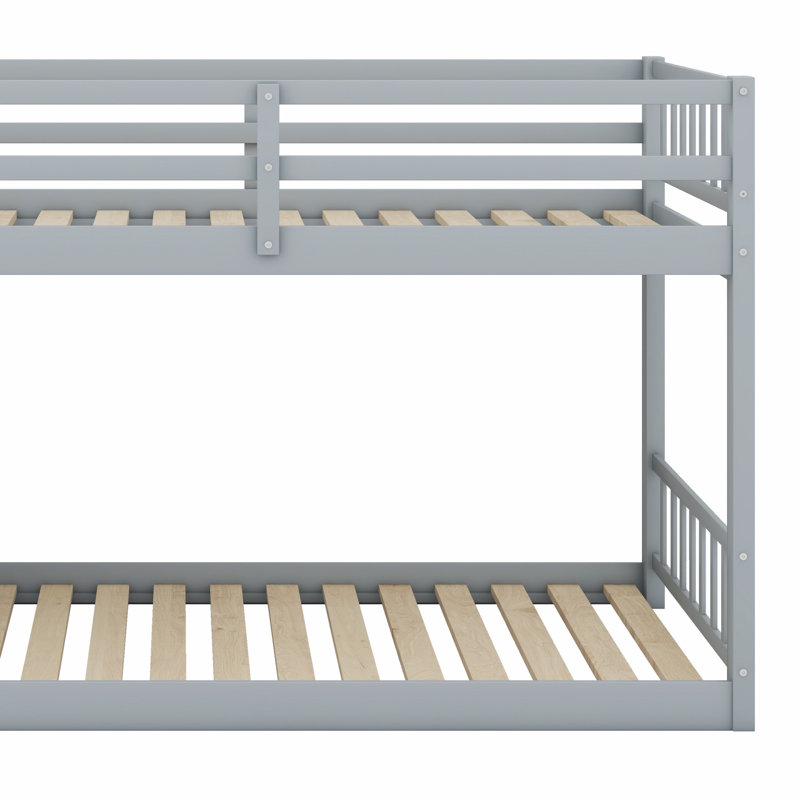 Lit superposé au plancher avec rangement, Gris