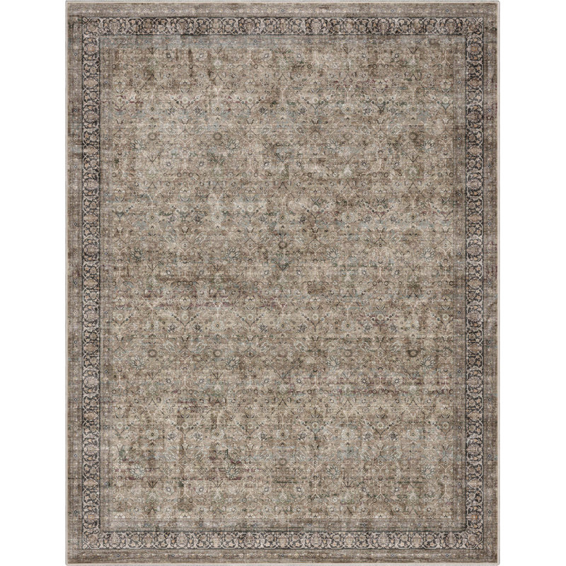 Tapis oriental vert Ervin Delphine, Rectangle 7 pi 7 po x 9 pi 10 po