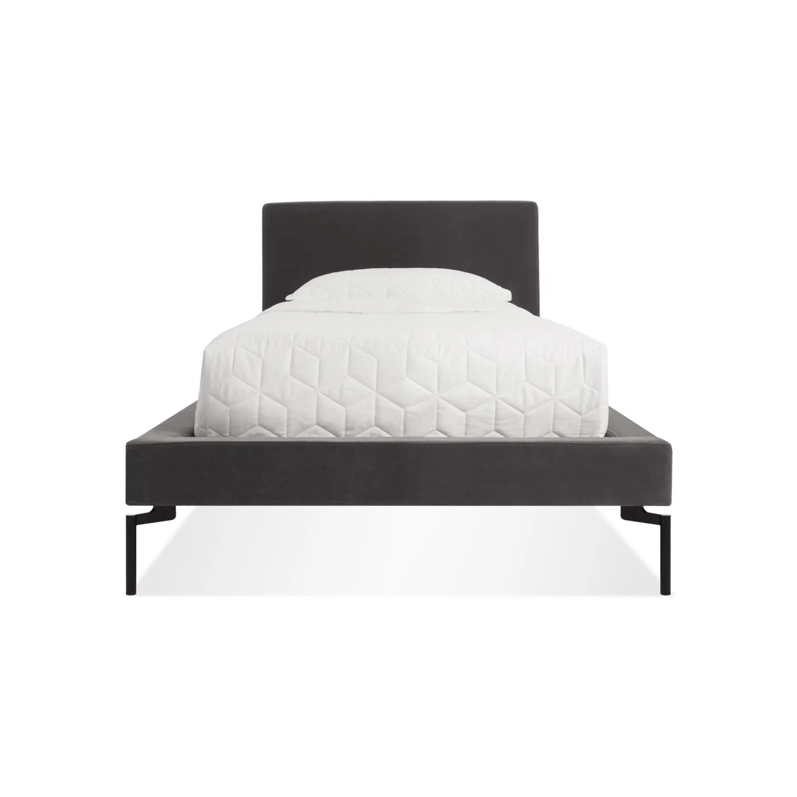 New Standard Upholstered Bed, Twin, Storm Velvet/Black