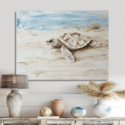 Minimal Turtle By The Beach - Tortue, art mural
