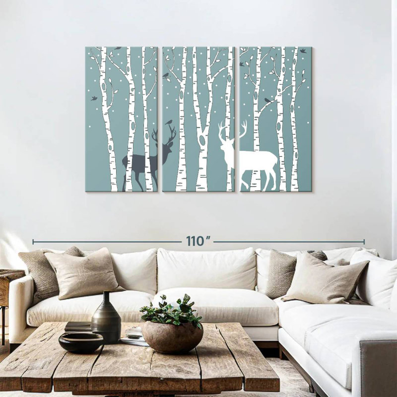 Brampt Deer In Birch Forest, 48" H x 74" W