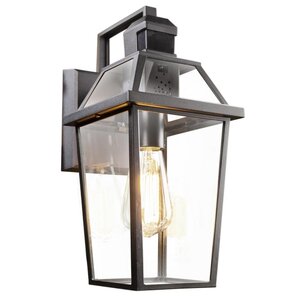 Demi-Jade Black 14.25'' H Outdoor Wall Lantern with Dusk to Dawn (caution broke glass inside box)