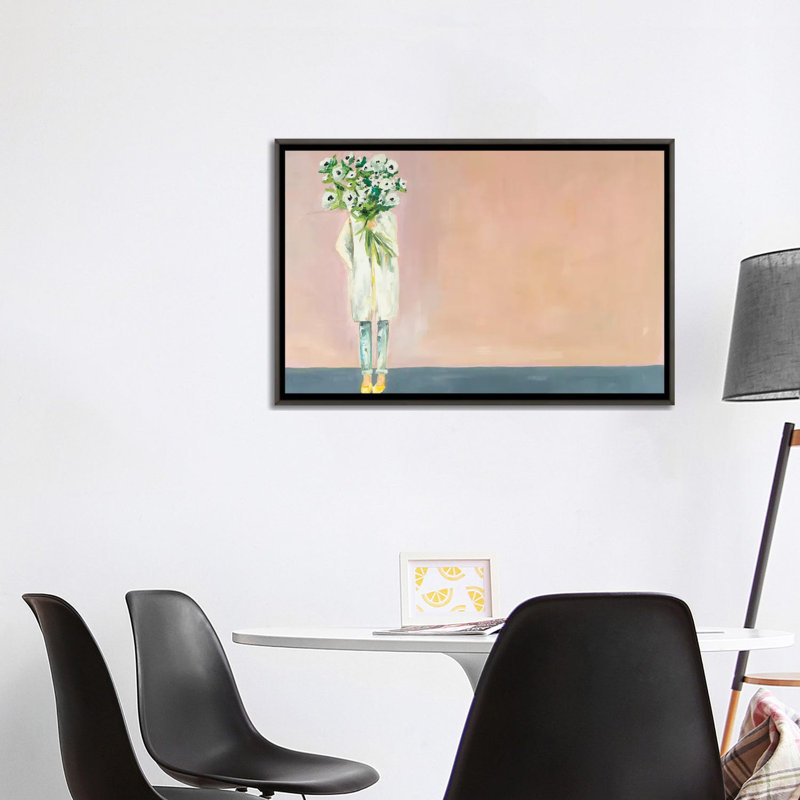 «Anemone» par Meredith Steele - reproduction d'art, Toile encadrée de bois rustique foncé, H 18 po x l 26 po x P 1,5 po