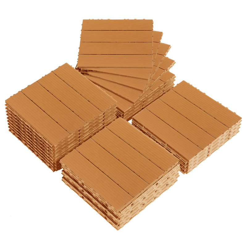 27 tuiles de terrasse en plastique emboîtables pour l'extérieur (ensemble de 27), Brun