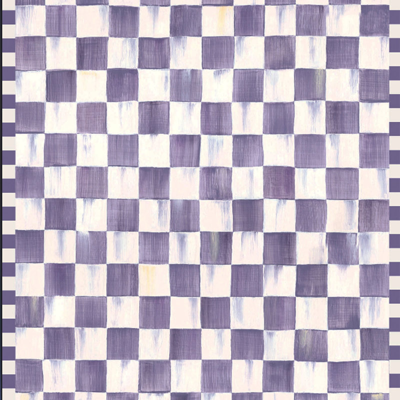 Violet Checkered Washable Rug, Rectangle 5' x 7'6"
