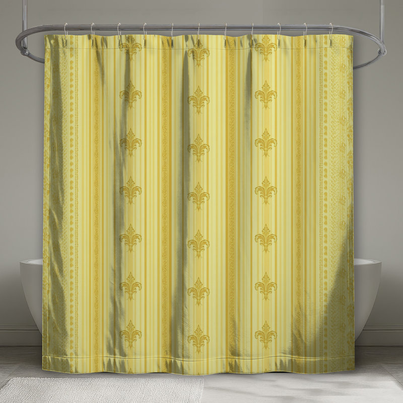 Rideaux de douche jaunes Fleur De Lis, 70in W x 84in H