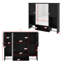 Armoire de rangement pour salle de bain au-dessus de la toilette, 35 po x 28 po, fixée au mur avec porte en miroir, tablette ouverte, compartiment latéral et barre à serviettes