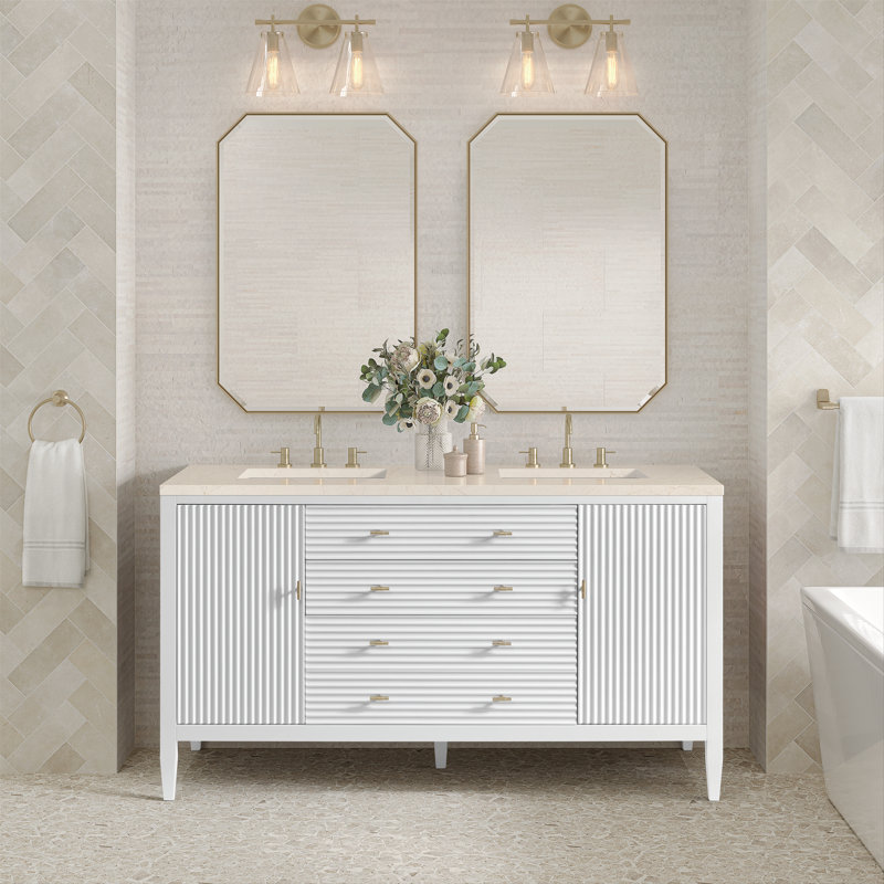 Myrrin 60'' W Double Vanity, Bright White, 8" Widespread, Siberian