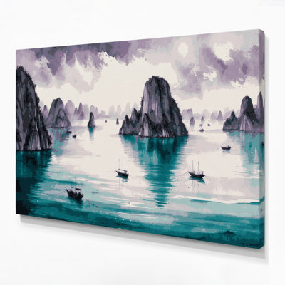 Cities Halong Bay Vietnam White Canvas Wall Art