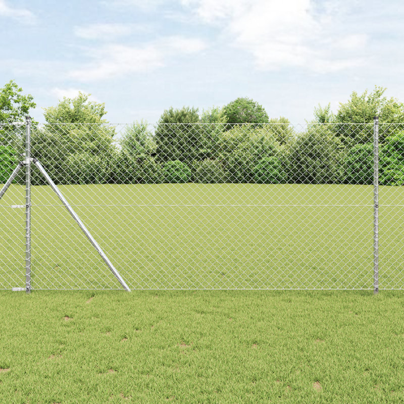 Chain Link Fence Galvanised Steel, Silver, 120cm H x 1000cm W