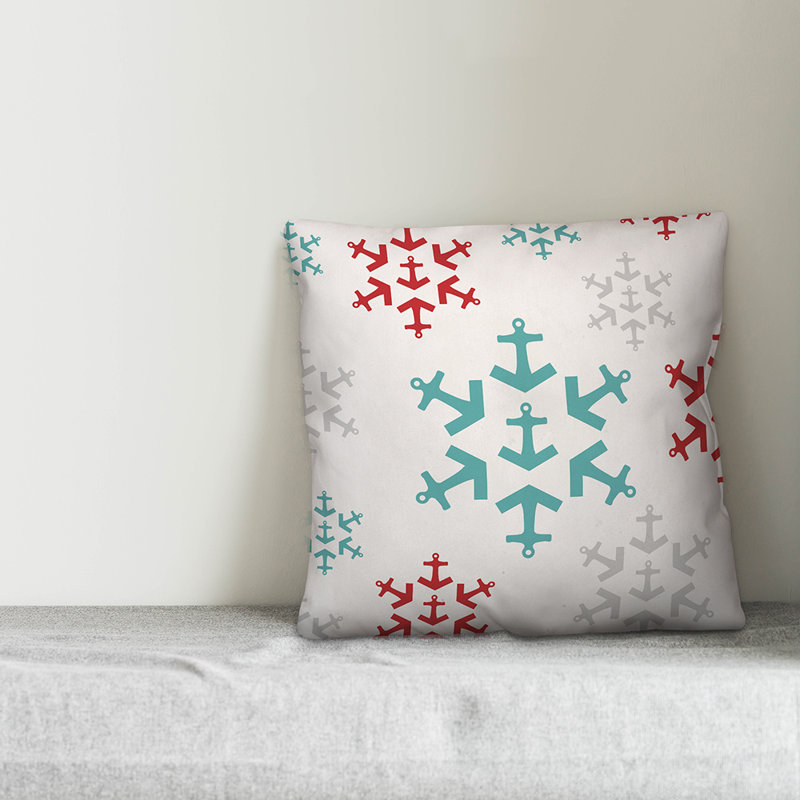  Anchor Snowflakes Throw Pillow, 16" x 16"