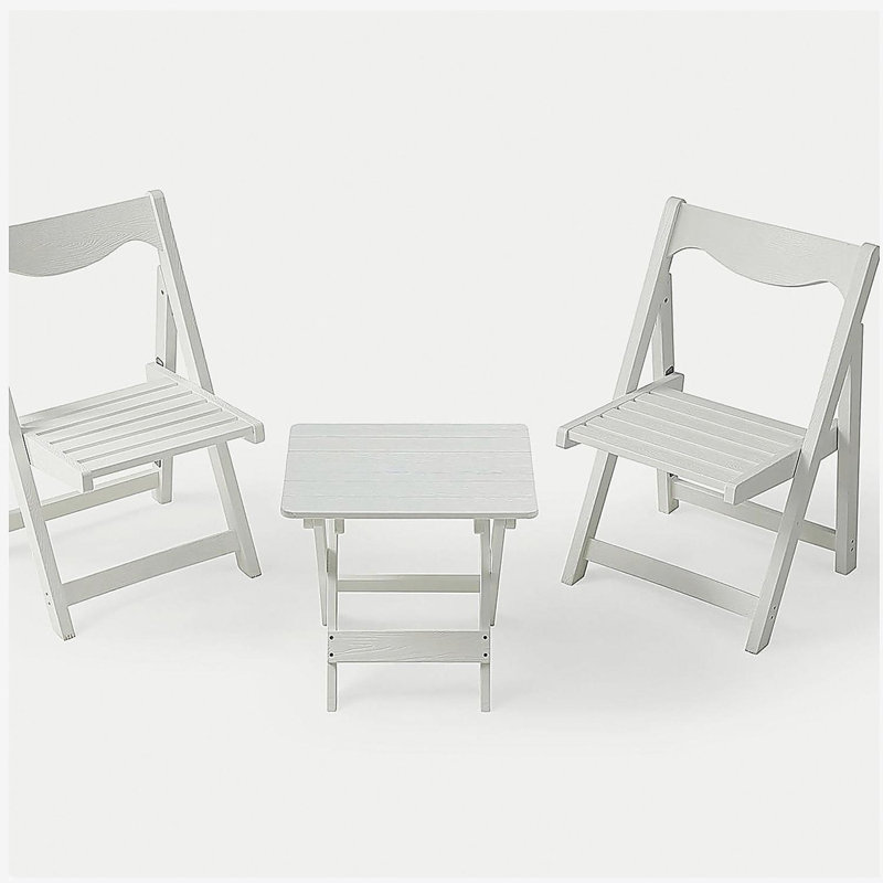 Ensemble de petites tables pliantes et chaises rectangulaires HiPS avec 2 chaises blanches