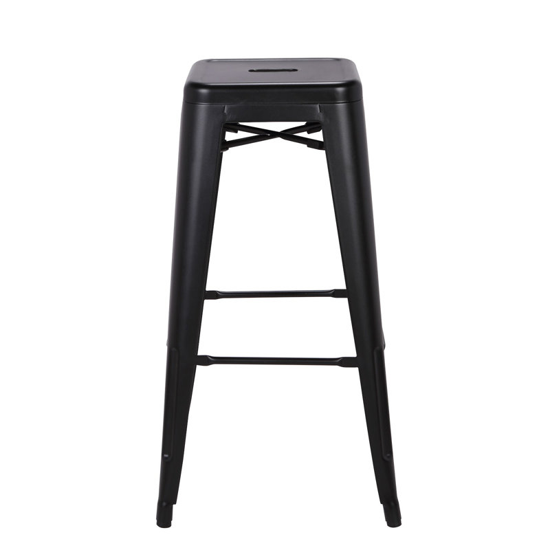 Tabouret de bar en métal 94115, Noir givré