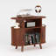 Meuble de rangement en vinyle pour vinyle, meuble pour tourne-disque rond en bois avec station de charge et tablettes ouvertes pour le salon de la chambre à coucher de style Mid-Century