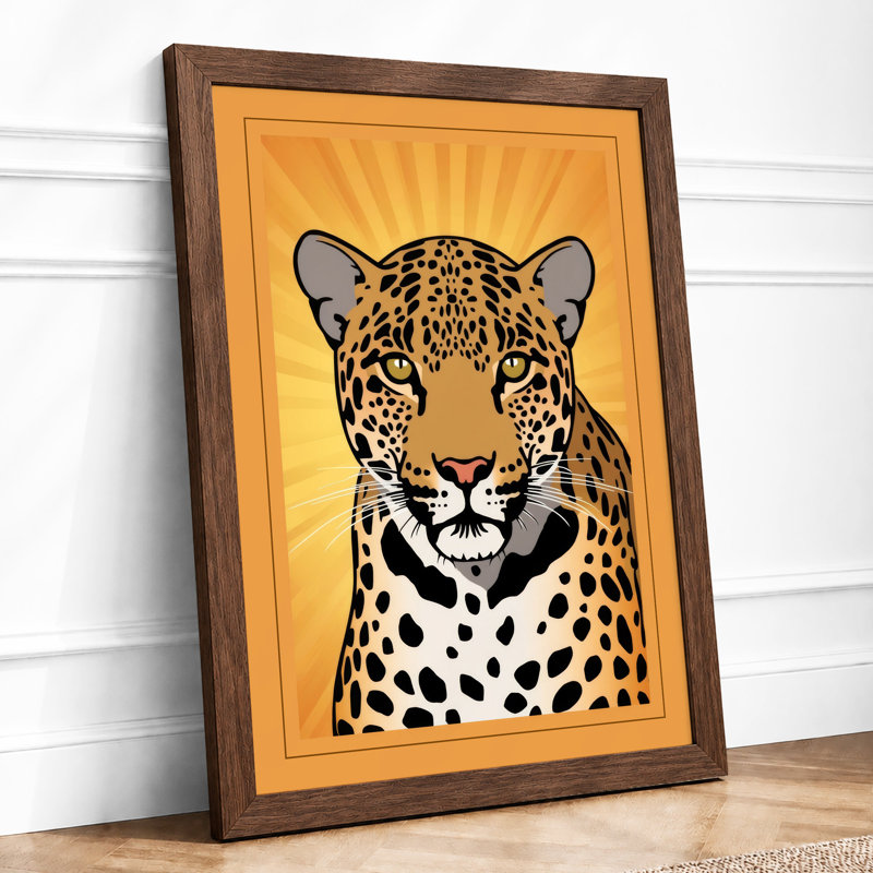 Leopard in Radiance Modern - Framed Print, A2 - 59.4 x 42.0 cm, Walnut