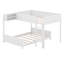 Lit superposé en bois double avec lit superposé double avec plateau de rangement intégré et échelle, avec support à lattes, aucun sommier nécessaire-133667932