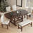 6-Piece Extendable Dining Set with Curved Tabletop & Bench Seating