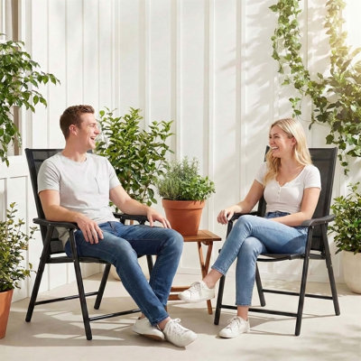 Ensemble de 2 chaises d'extérieur portatives empilables pour terrasse
