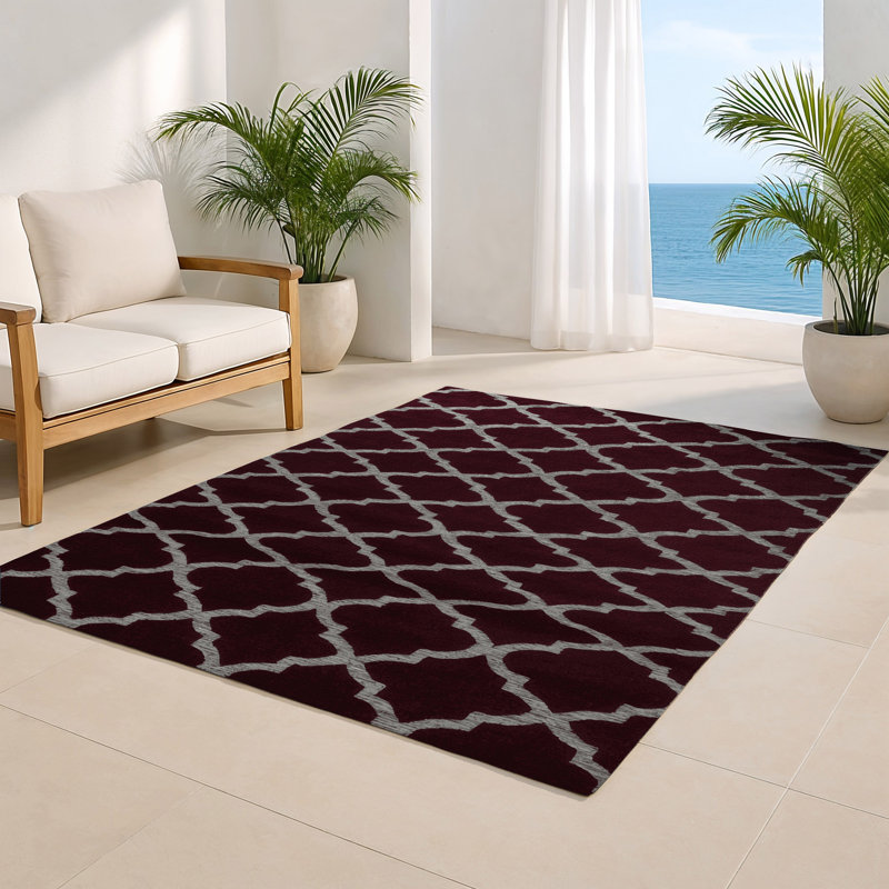 Tapis rouge intérieur et extérieur Trellis, Rectangulaire 2 pi x 3 pi