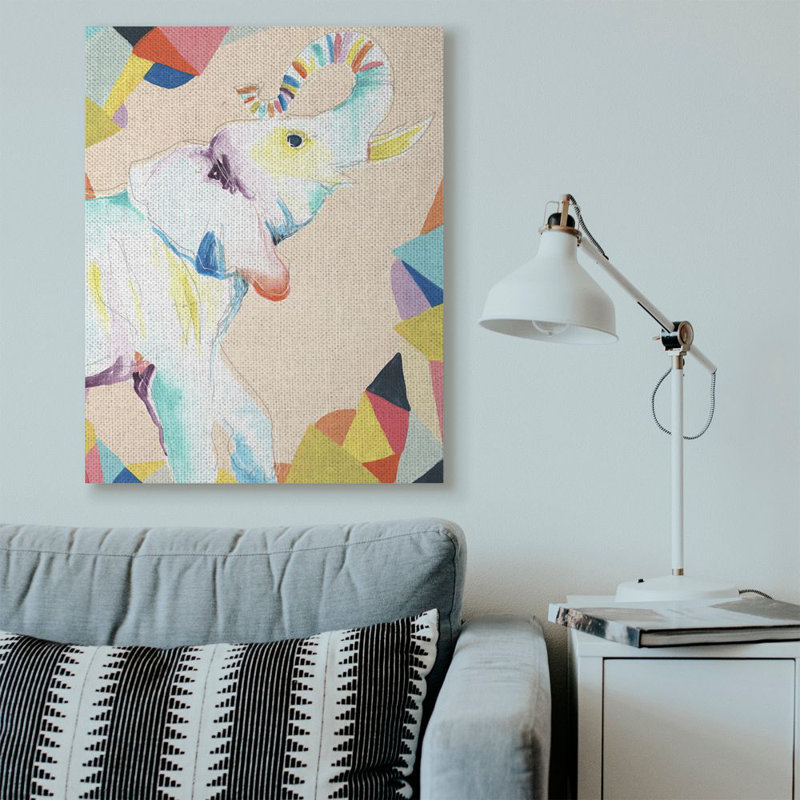 Décoration murale abstract éléphant drawing kids Ploeger, Toile tendue, H 48 po x l 36 po x P 1,5 po