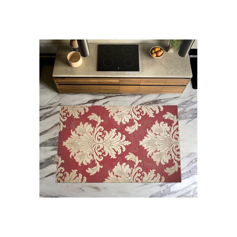 Tapis rouge lavable à la machine, Sous-tapis carré 3 pi 3 po inclus