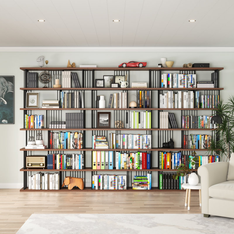 Bookcase, (6 Shelves) 86.2"H x 141.7"W x 11.8"D