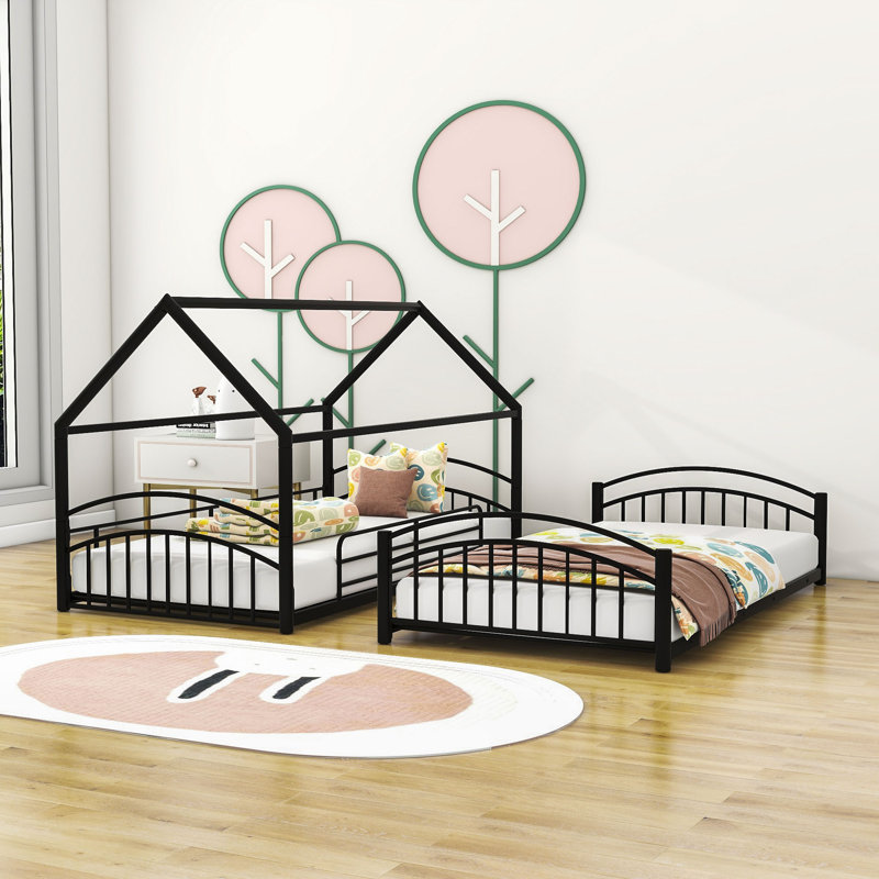 Lit superposé simple avec glissade Antwaun Kids, Noir