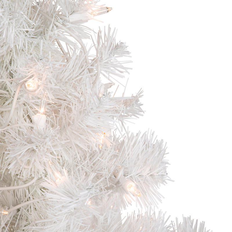 Arbre de Noël artificiel mince de 2 pi avec lumières claires