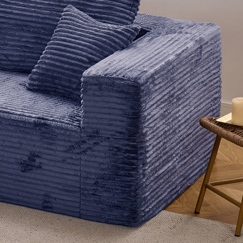 Canapé modulaire Kapellen, Bleu, Orienté à droite