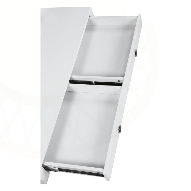 Le bureau d'écriture blanc brillant à 2 tiroirs Serrano est parfait pour les bureaux à domicile modernes et les espaces compacts, alliant style et fonctionnalité.