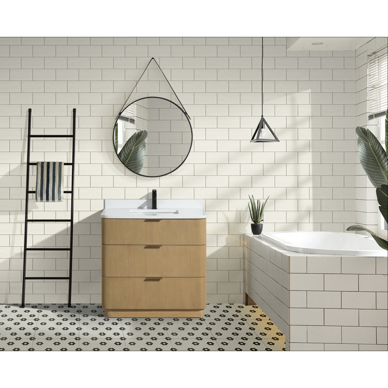 Azam 36'' Single Bathroom Vanity With Engineered Quartz Top