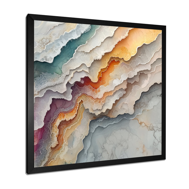 Omarri, éternel équilibre en marbre dans les tons de terre II - marbre abstrait, art mural, H 16 po x l 16 po, Noir