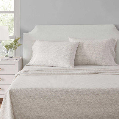 Ensemble de draps en coton percale beige Martha Stewart
