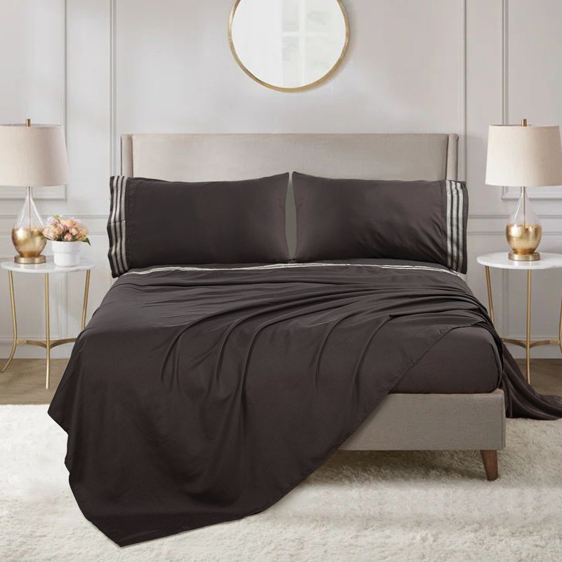 Microfiber Plain Weave / Muslin Sheet Set, Chocolate, Full Sheet Set + 1 Fitted Sheet + 2 Pillowcases