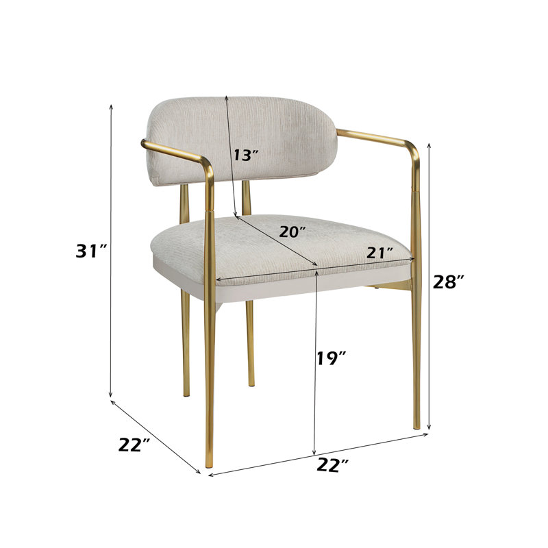 Fauteuil en chenille et or beige (ensemble de 2)