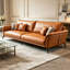 Canapé modulaire orange en cuir véritable