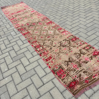 Tapis de couloir en laine beige 31,5 x 142,1 pouces, style traditionnel