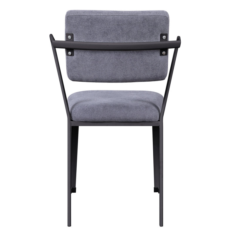 Chaise de bureau confortable à dossier ouvert gris avec rembourrage et pieds en métal stables pour une assise robuste et rembourrée de mousse