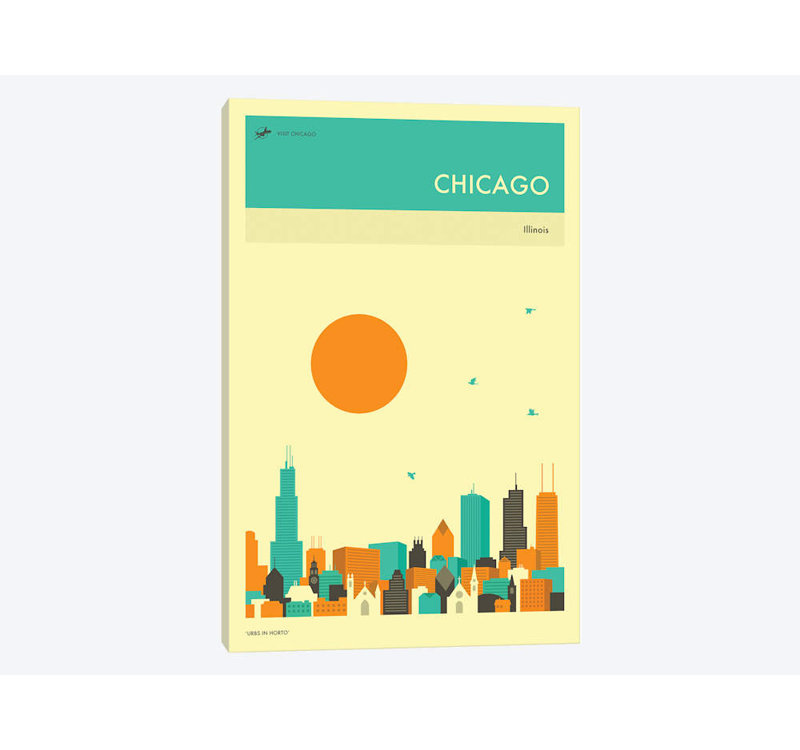 « chicago horizon ii », impression sur toile, H 40 po x l 26 po x P 1,5 po, Toile tendue, Pas de tapis