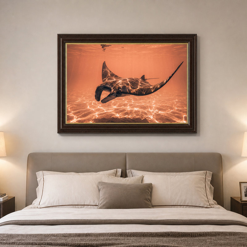 Toile orange sur fond océanique, 16"H x 24"W