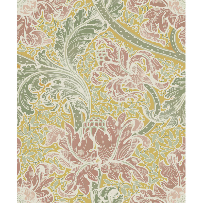 Llewelyn-Bowen - Off The Wall Floral Non-Woven Wallpaper Roll, Green/Yellow/Pink