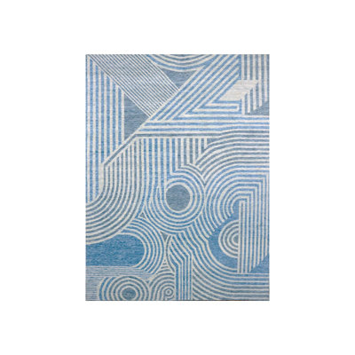 Tapis oriental rectangulaire en laine bleu noué à la main 9 pi 0 po x 12 pi 0 po - MOA10279293
