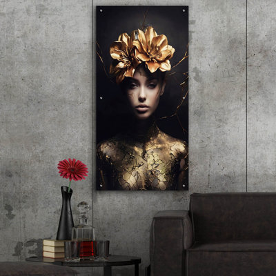 Art mural épique «Gold Goddess» par Rich Monet, 24 po x 48 po