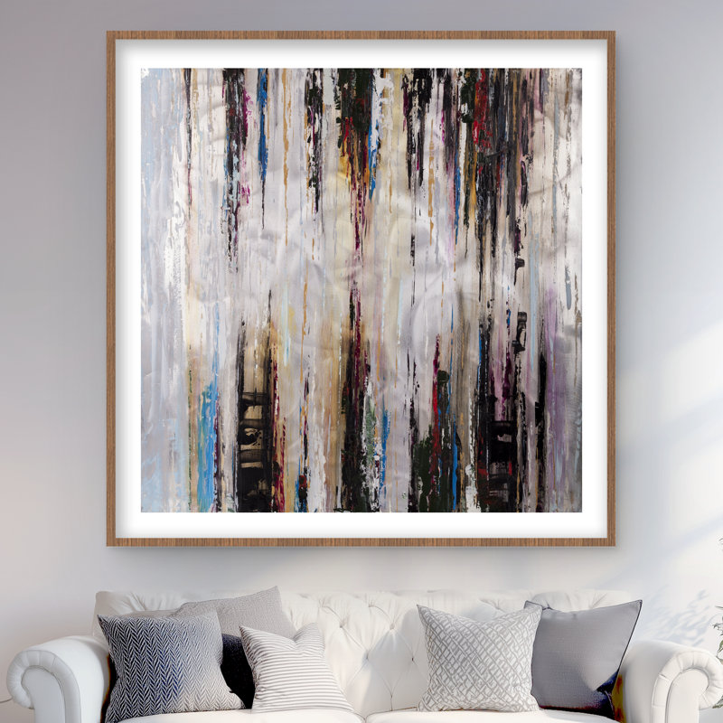 «Abstract Runny Paint», reproduction encadrée en noir mat moderne