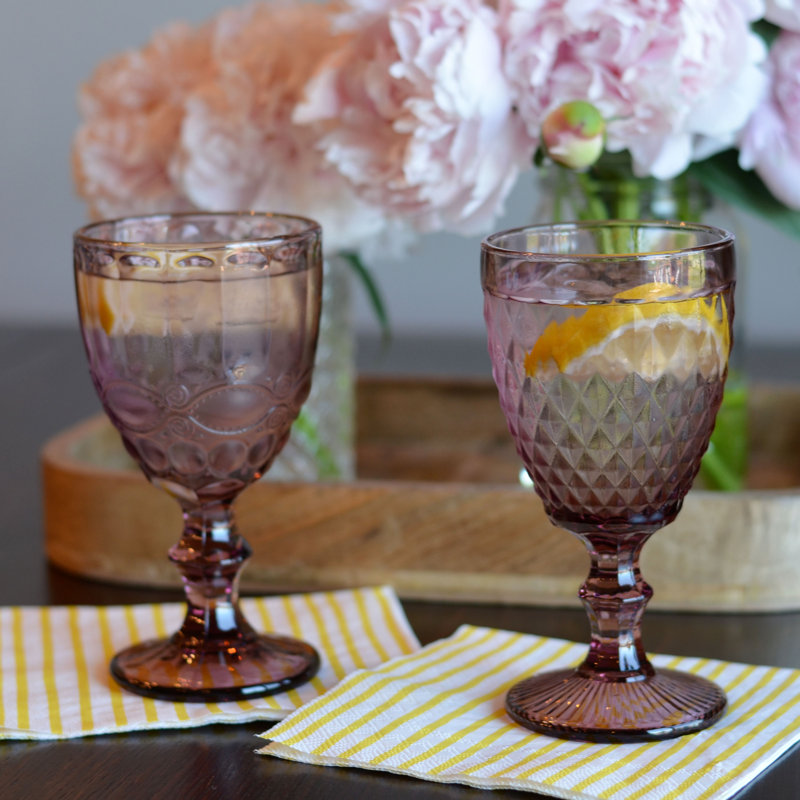 Ensemble de verres à pied 10 onces, Rose