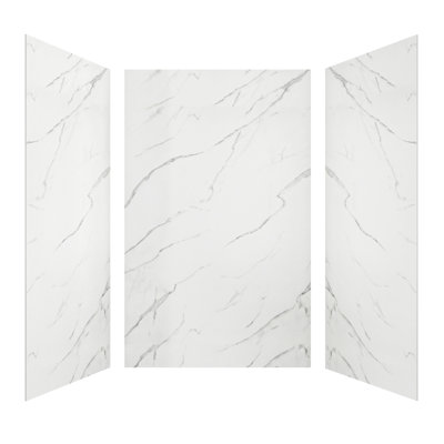 L 60 po x H 96 po x P 36 po, mur de douche en marbre texturé SMC, panneau découpable, amélioré de 0,2 po d'épaisseur, installation rapide