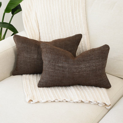 Chocolate Brown Handwoven Cotton Linen Pillow Cover