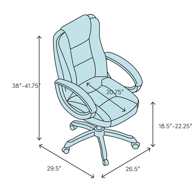 Mid-Back Black Leather Executive Swivel Office Chair with Fixed Arms