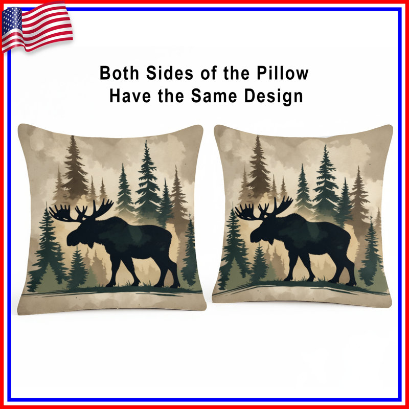 Coussins décoratifs Moose In Forest, 18 po x 18 po