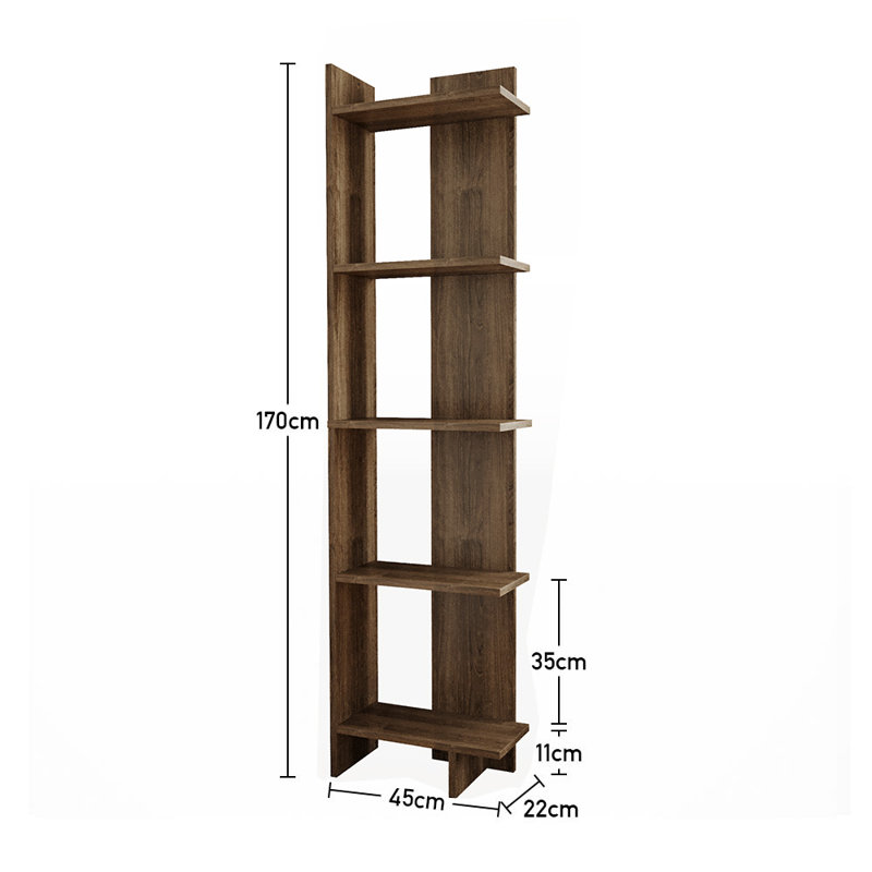 Regin 170cm H Tiered Corner Bookcase, Walnut